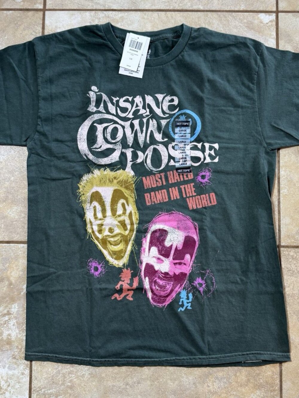 Insane Clown Posse Most Hated Band Green Pigment Dyed T-Shirt LARGE New